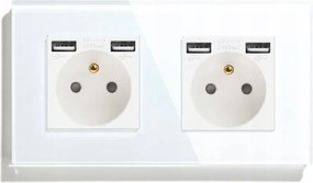 Üveg Aljzat Dupla Usb A+a Kontakt Aljzat 16A Üveg 157mm