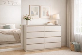Komód 140 cm, 8 fiókkal, kasmír színben SIMPLE