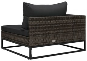 5 részes szürke polyrattan kerti bútorszett párnákkal