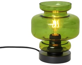 Retro asztali lámpa fekete, zöld üveggel - Denise
