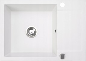 Gránit mosogató egymedencés mosogató csepegtetővel Cordeo 70 Fehér