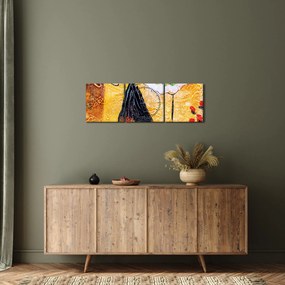 Kép - táncoló balerinák, olajfestmény (órával) (90x30 cm)