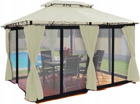 Kerti Pavilon Sátor Pavilon Világítás Led Krém 6 fal 4x3x2,5m