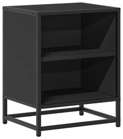 éjjeliszekrények 2 db Fekete 40x31x50 cm Méretezett fa és fém