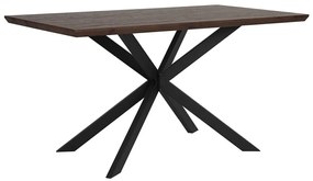 Modern Sötét Fa Étkezőasztal Fekete Lábazattal 140 x 80 cm SPECTRA Beliani
