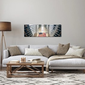 Építkezés az USA zászlóval képe (órával) (90x30 cm)