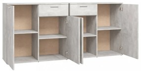 betonszürke szerelt fa tálalószekrény 160 x 36 x 75 cm