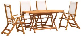 vidaXL 5 részes tömör akácfa és textilén kerti étkezőgarnitúra
