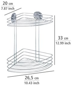 WENKO 18914100-sarokpolc TURBO-LOC kerek acél 26,5x33 cm fényes króm