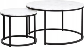 Dohányzóasztal kerek pad fehér 2db-os szett étkező nappaliba Dion