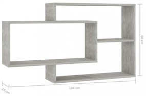 betonszürke szerelt fa fali polc 104 x 20 x 58,5 cm