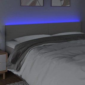 szürke műbőr LED-es fejtámla 200 x 5 x 78/88 cm
