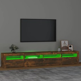 füstös tölgy színű TV-szekrény LED-lámpákkal 240x35x40 cm