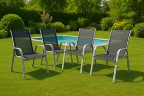 Kerti szék szett 4 db egymásra rakható magas háttámlával