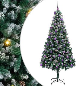 vidaXL Mű karácsonyfa 300 LED-del Zöld 240 cm PVC és Acél és Műanyag