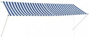 feltekerhető kék és fehér napellenző 350 x 150 cm