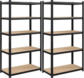 Nagy teherbírású tárolópolc szett (2 db), fekete