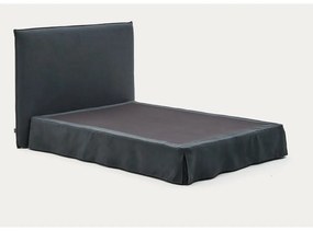 Antracitszürke kárpitozott franciaágy 160x200 cm Jaira – Kave Home