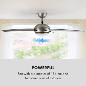 Bolero, 2 az 1-ben mennyezeti ventilátor, 134 cm, lámpa, 55 W, távirányító, fekete