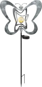 Globo 36581 Solar lámpa, ezüstszürke/fekete fém, matt fekete műanyag, átlátszó gömb repedezett üveg hatással, tolókapcsoló, AAA 300mAh 1.2V elemmel, IP44, HxSzxM: 380x60x830mm, tartozék: 0.06W 3V LED, 3000K