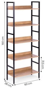 Rusztikus stílusú könyvespolc 5 polccal