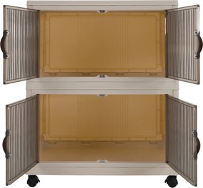 Összecsukható szekrény, fehér/barna, műanyag, POSA TYP 1