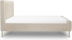Nicole kárpitozott ágy 160x200 cm szenil bézs Perfect harmony 07 / arany lábak
