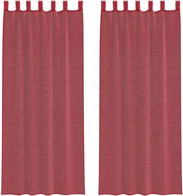 vidaXL 2 db borvörös fátyolfüggönyök hurokkal 140x260 cm
