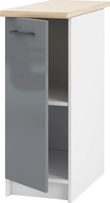 Konyhaszekrény Álló Alsó Szürke Akril Fényes Asztallappal 30 CM-es Szetthez