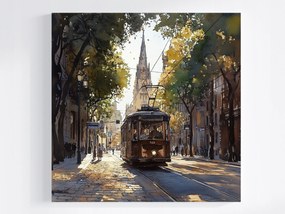Vászonkép Canvas Város Utca Tavasz Villamos Közlekedés Utazás 40x40