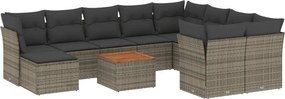 vidaXL 11 részes szürke polyrattan kerti ülőgarnitúra párnákkal