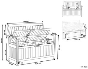 Akácfa kerti pad tárolóval 120 cm SOVANA Beliani