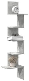 betonszürke forgácslap fali sarokpolc 32x32x127,5 cm