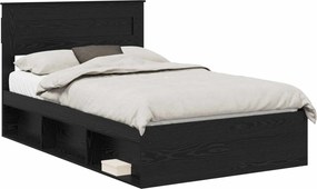 vidaXL Ágykeret fejtámlával Fekete 120 x 200 cm Tömör fenyőfa