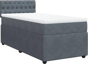 vidaXL sötétszürke bársony rugós ágy matraccal 90 x 200 cm