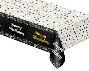 Fekete Happy Birthday B&amp;C Black fólia asztalterítő 137x183 cm