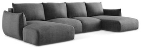 Sötétszürke kinyitható sarokkanapé (U alakú) Leila – Makamii