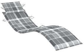 szürke kockás oxford szövet napozóágy párna 186 x 58 x 3 cm