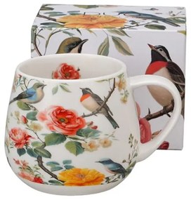 Madaras virágos porcelán öblös bögre díszdobozban - 430 ml