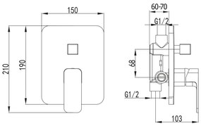 Aqualine - Zuhanycsap rejtett beépítéshez FACTOR fényezett króm