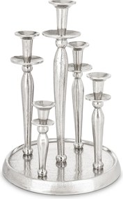 Gyertyatartó, ezüst, fém, 5 gyertyához