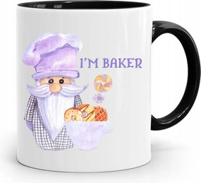 Fekete Bögre Ajándék Péknek I'M Baker fényképes nyomattal