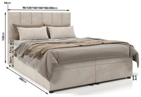 DELTA hotel ágy - 200x200, világosszürke