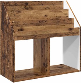 vidaXL Gyerek Könyvespolc Öreg fa 72,5 x 29,5 x 69 cm Faanyag