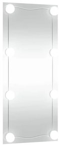 téglalap alakú üveg falitükör LED fényekkel 40 x 80 cm