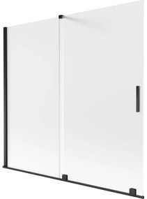 Mexen Velar, 2 szĂĄrnyas eltolhatĂł kĂĄdparavĂĄn 170 x 150 cm, 8 mm mattĂŒveg, fekete matt, 896-170-000-31-70