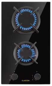 Klarstein Goldflame Domino, gázfőzőlap, 2 sárgaréz égőfej, üvegkerámia