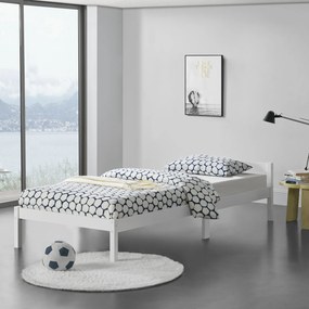 [en.casa] Ágykeret Nakkila ágyráccsal fenyőfa 120x200 cm dupla ágy egyszerű faágy fejtámlával fehér matt lakkozott