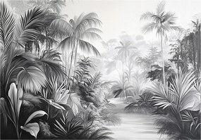 Fotótapéta Dzsungel Fekete-fehér Hálószoba Nappali Tapéta Flizelina 350x250