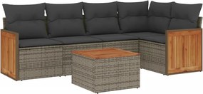 vidaXL 6 részes szürke polyrattan kerti ülőgarnitúra párnákkal